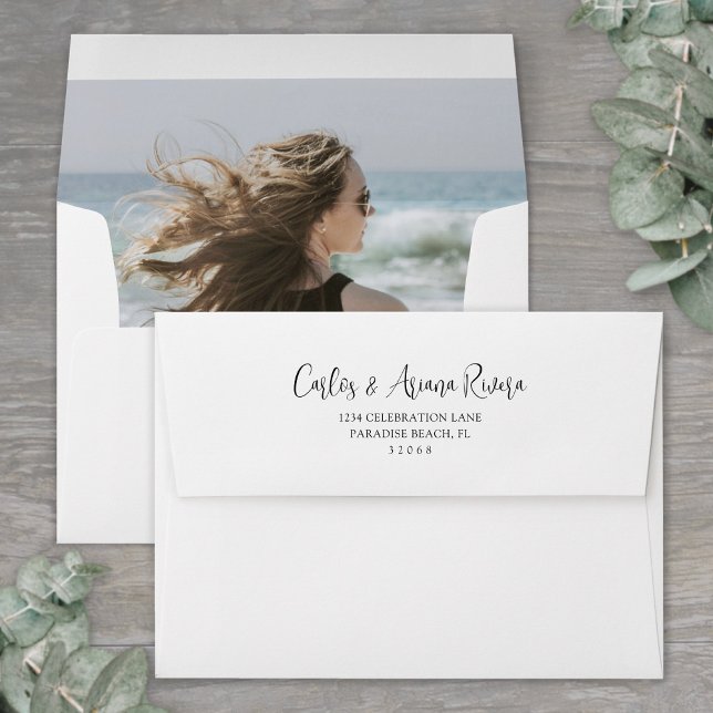 Photo Lined Chic Script Pre-Addressed Any Occasion Envelope (Creator Uploaded)