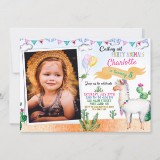 Photo Llama birthday invitation Alpaca invitation