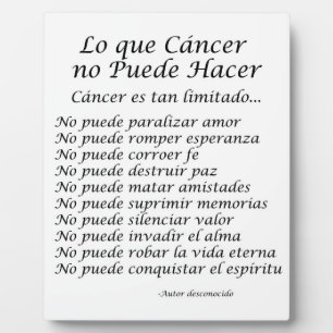 Photo Lo que Cancer no Puede Hacer Poem Plaque