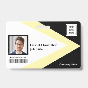 Photo Logo Barcode Black White Yellow Geometric Badge