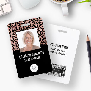 Photo Logo Barcode Rose Gold Black Leopard Print Badge