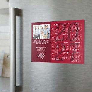 Photo Logo Burgundy Calendar 2027 Magnetic Card