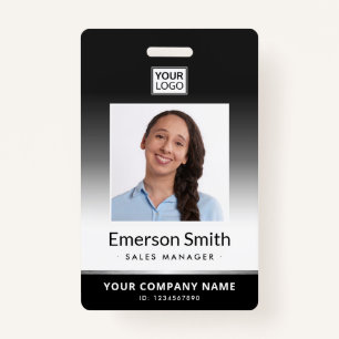 Photo logo grey gradient modern employee id badge