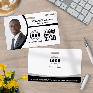 Photo Logo QR Code Employee Black and White Badge
