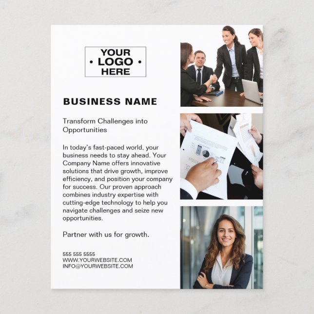 Photo Logo QR Modern White Corporate Business Flyer (Front)