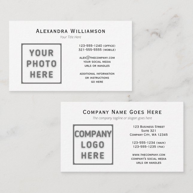 Photo Logo Template Horizontal Front and Back Business Card (Front/Back)