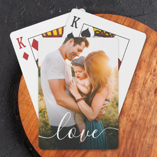 Photo Love Script Personalized Playing Cards