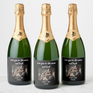 Photo Love you to the moon and back wedding favour Sparkling Wine Label