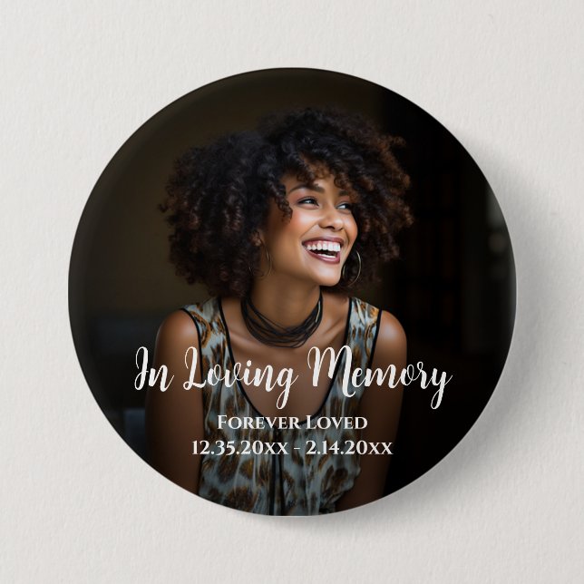 Photo Loving Memory  3 Inch Round Button (Front)