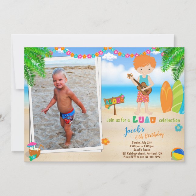 Photo Luau invitation anniversaire Summer beach pa (Devant)
