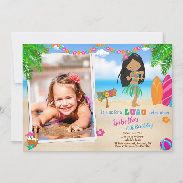 Photo Luau invitation anniversaire Summer beach pa (Devant)
