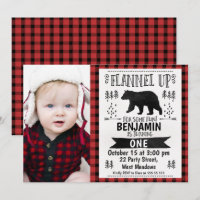 Photo Lumberjack 1st Birthday Invitation