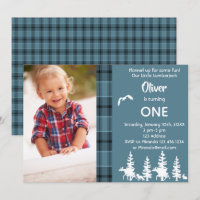 Photo lumberjack 1st birthday party blue boy