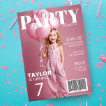 Photo Magazine Style Kids Birthday Invitation<br><div class="desc">Send them an invitation to remember!  Customize this magazine cover inspired design with your favourite picture and party details.  You can even edit the design to move the text around,  change colours,  fonts and sizes,  so that it will look great with any picture you choose!</div>