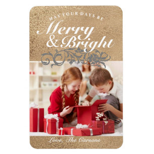 Photo Magnet - Merry & Bright Gold