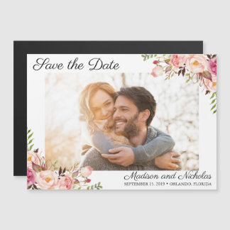 Photo Magnet Réservez la date Fleur rose rustique