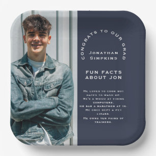Photo Male Congrats Grad 2025 Party Navy Fun Facts Paper Plate