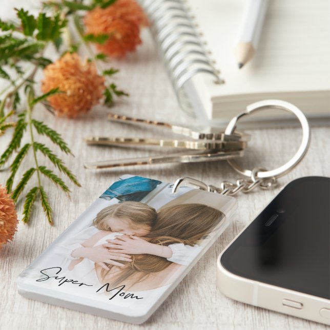 Photo maman moderne et texte super maman | Cadeau  (Devant droit)