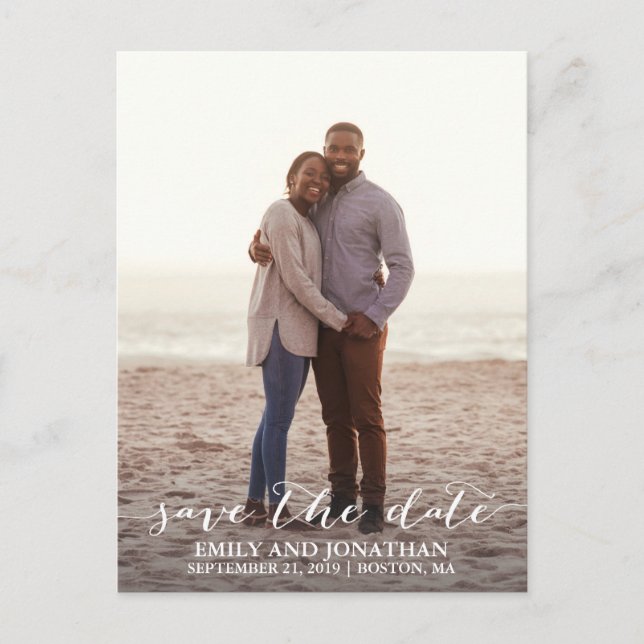 Photo Mariage Enregistrer La Date Carte Postale, U (Devant)