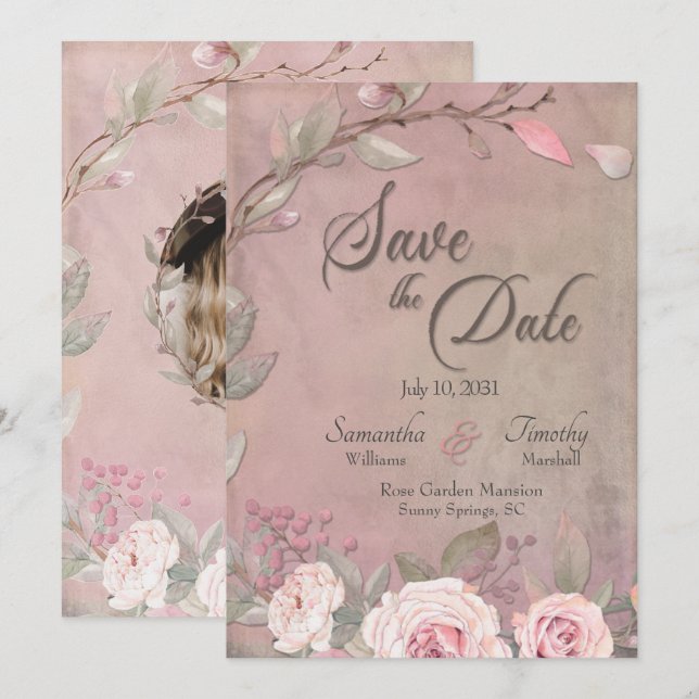 Photo Mariage Enregistrer La Date Invitation (Devant / Derrière)