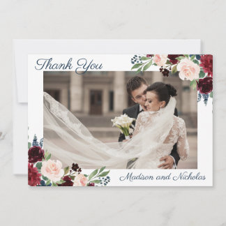 Photo Mariage Merci Cartes Marine Marsala Fleurs