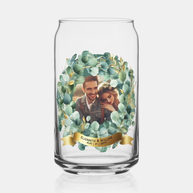PHOTO Mariage Newlyweds Eucalyptus Feuille Cadeau (Recto)