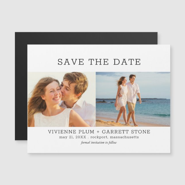 Photo Mariage Sauvez la date Magnets Deux photos (Devant / Derrière)
