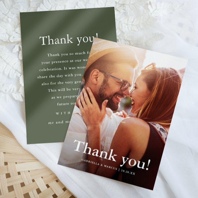 Photo Mariage vert chic avec message de Merci (Créateur téléchargé)