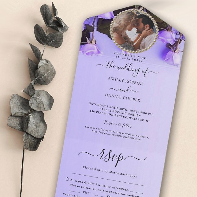 Photo Mariage violet tout en une invitation (Créateur téléchargé)