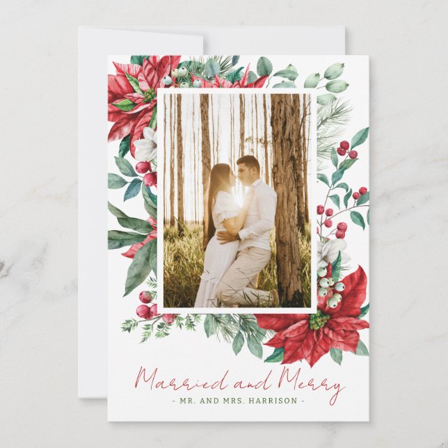 Photo Marié et Joyeux Noël Carte (Devant)