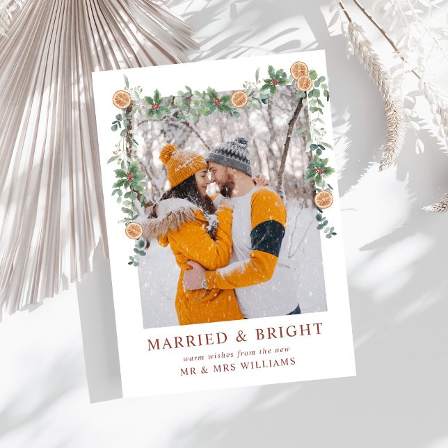 Photo Marrried & Bright | Christmas Oranges  Holiday Card (Creator Uploaded)