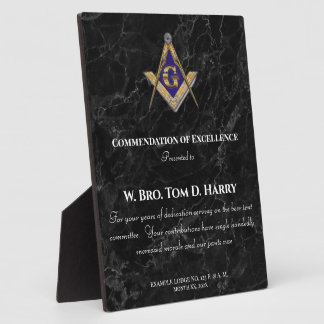 Photo Masonic Lodge Appreciation Award Plaque
