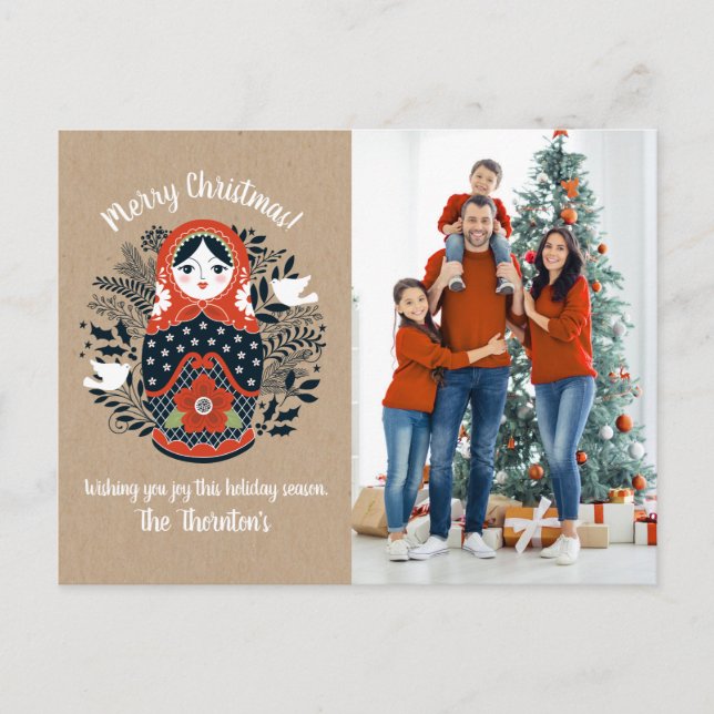 Photo Matryoshka Nesting Doll Carte postale Noël (Devant)