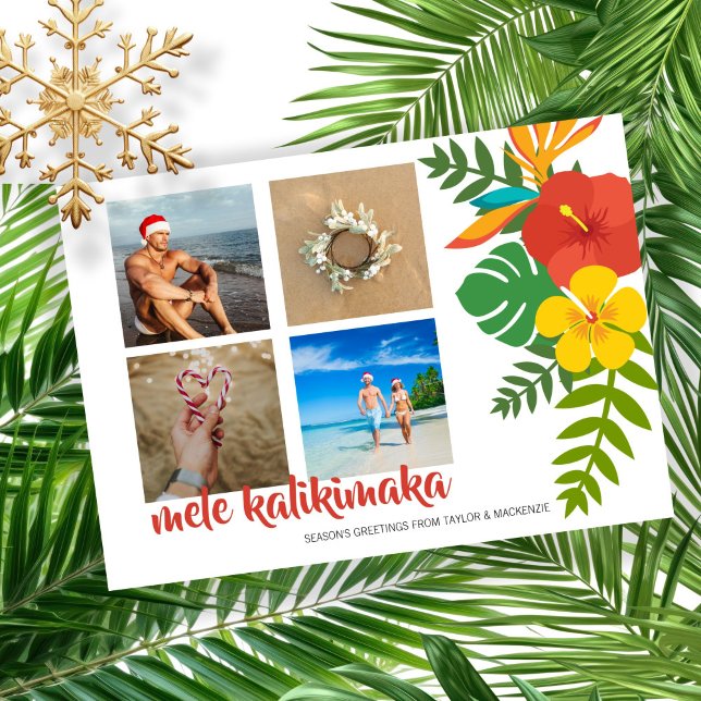 Photo Mele Kalikimaka Flower Personalized Holiday Card (Photo Mele Kalikimaka Flower Personalized Holiday Card by Ricaso. Hawaii holiday greetings )