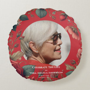 Photo Memorial Celebration of Life Funeral Gifts Round Pillow