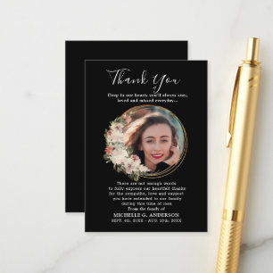 Photo Memorial Floral Golden Wreath Carte de remer