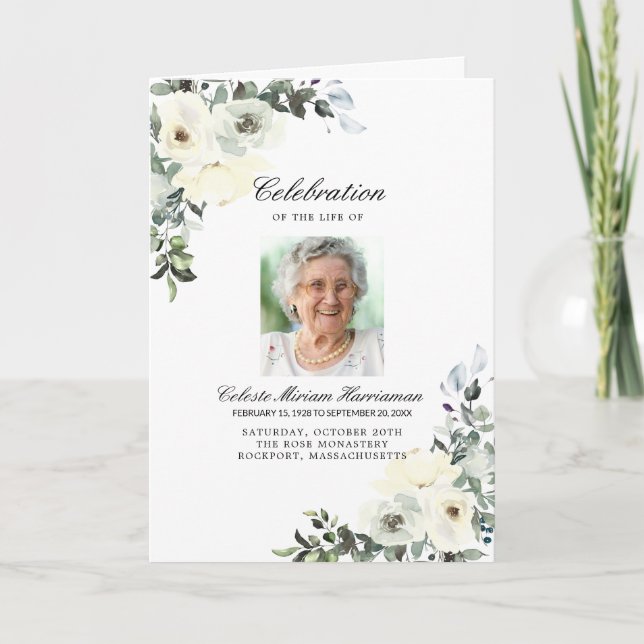 Photo Memorial Funeral Celebration of Life Program (Front)