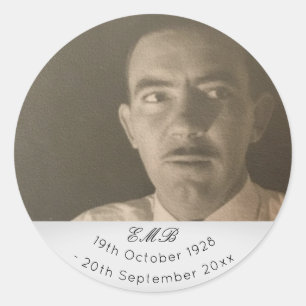 Photo Memorial Funeral Monogram Classic Round Sticker