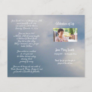 Photo Memorial Funeral Order of Service Program