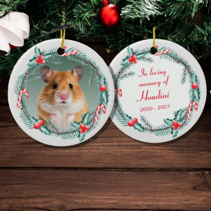 Photo Memorial Holiday Wreath Ceramic Ornament