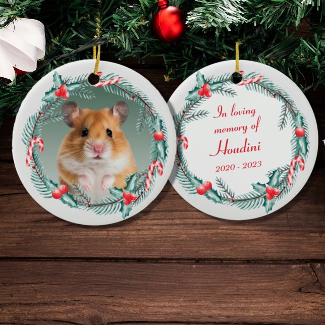 Photo Memorial Holiday Wreath Ceramic Ornament (Keepsake)