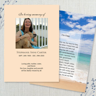 Photo memorial I'm Free prayer card