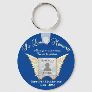 Photo Memorial in Loving Memory Blue Keychain
