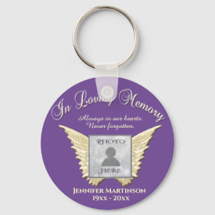 Photo Memorial in Loving Memory Purple Keychain