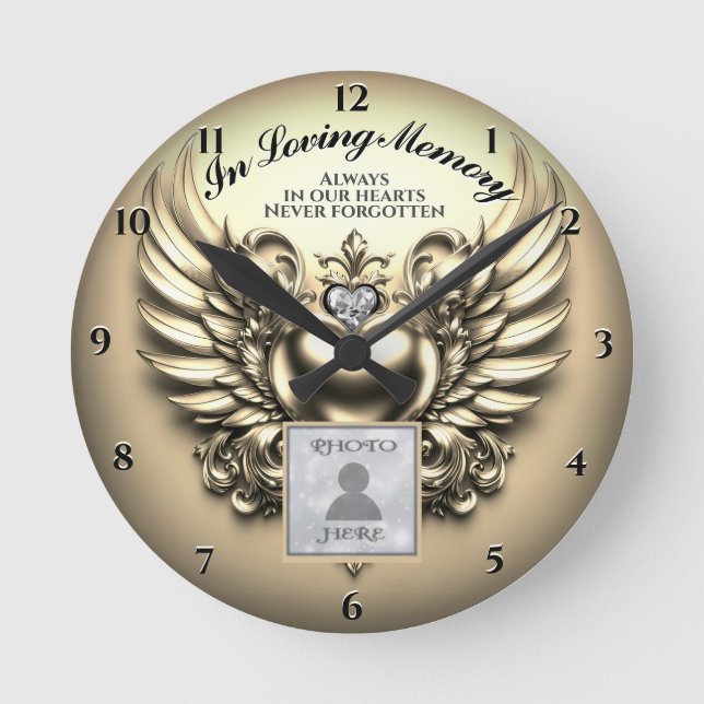 Photo Memorial in Loving Memory  Round Clock (Front)