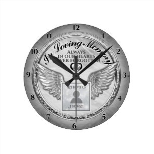 Photo Memorial in Loving Memory  Round Clock