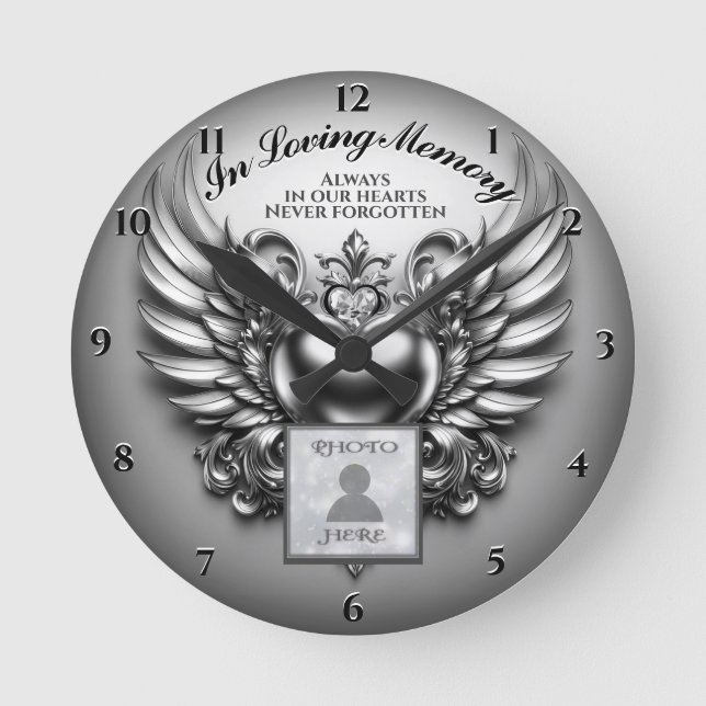Photo Memorial in Loving Memory  Round Clock (Front)