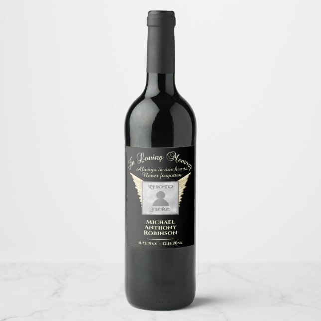 Photo Memorial in Loving Memory Wine Label (Front)