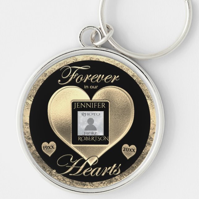 Photo Memorial Keychain with Hearts (Front)