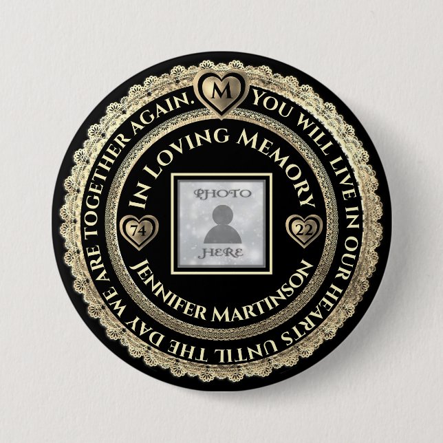 Photo Memorial Loving Memory 3 Inch Round Button (Front)
